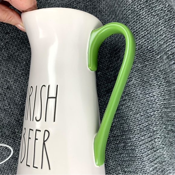 Rae Dunn IRISH BEER Pitcher w/ Green Handle - Picture 6 of 7